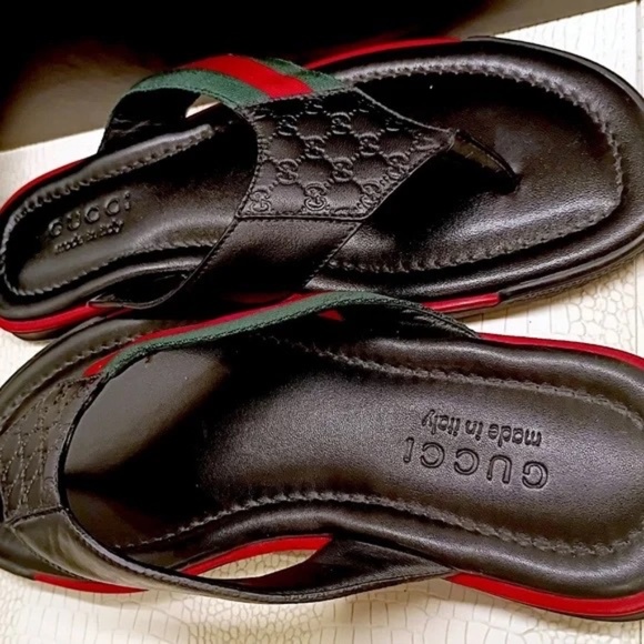 💋Rare Gucci Leather Thong Slide 'Black' 268670 A9LA0 1061 (G8.5) NWOB - Picture 15 of 15
